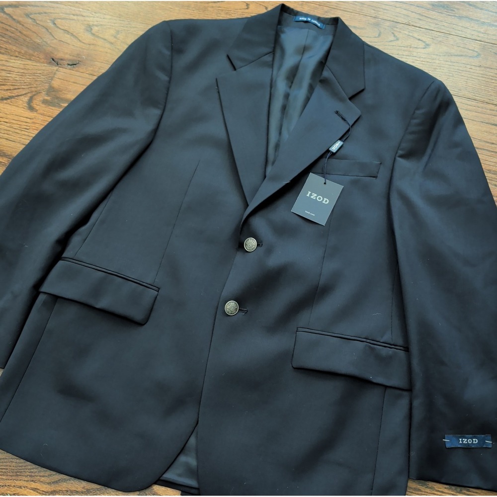 NWT IZOD Men's 38S Navy Blue 100% Wool Blazer Sport Coat Union Made Canada
